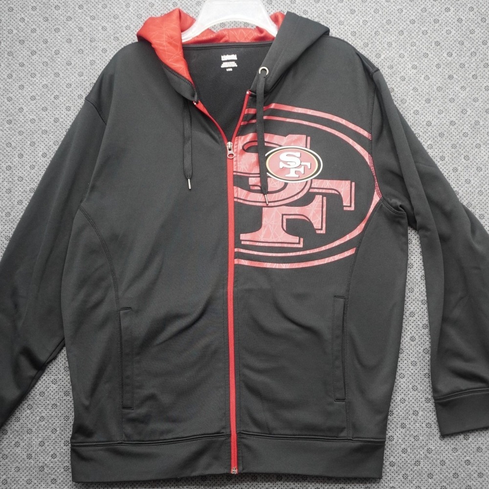 Majestic San Francisco 49ers Full Zip Hoodie Mens Size L Black Red NFL